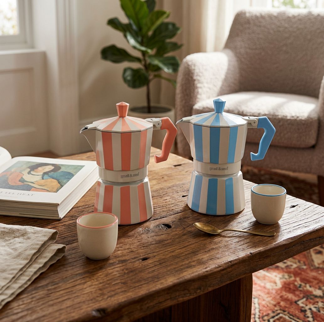 gnali-zani-brasil-cafeti-re-italienne-3-tasses-turquoise-rayures image 6