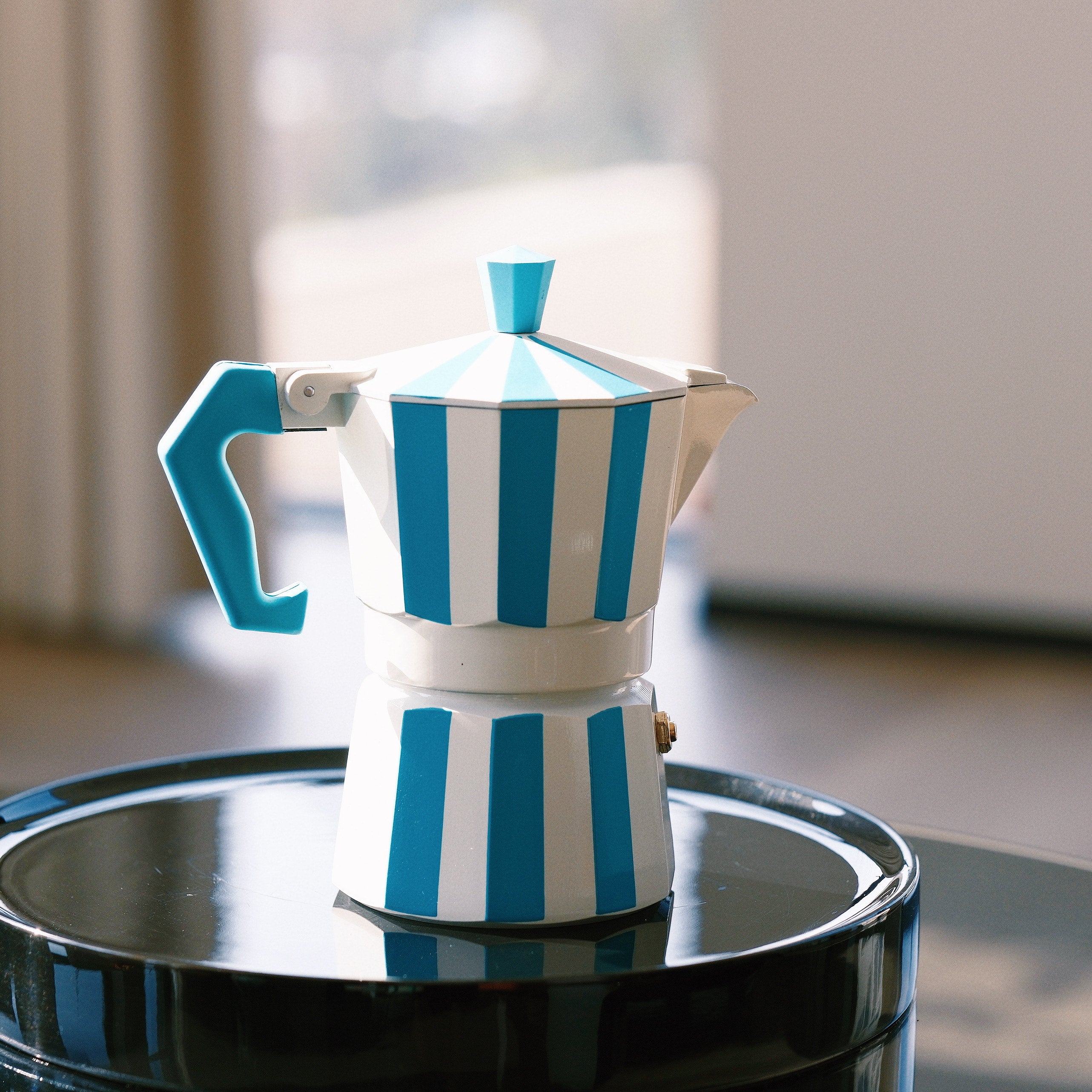 gnali-zani-brasil-cafeti-re-italienne-3-tasses-turquoise-rayures image 5