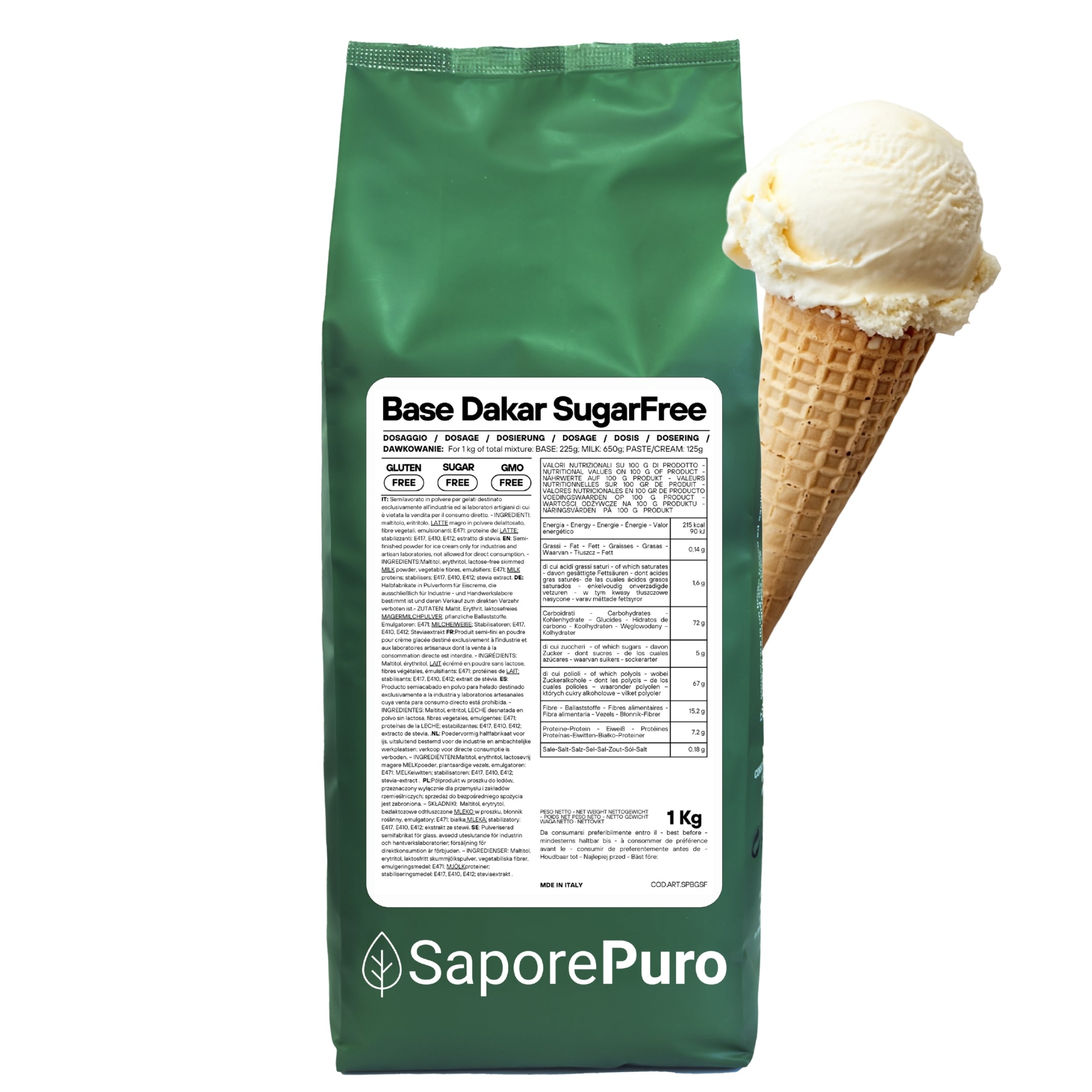 saporepuro-dakar-base-pour-glace-sans-sucre-ajout-1-kg image 1