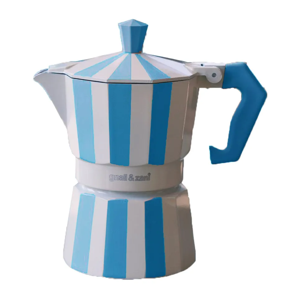 gnali-zani-brasil-cafeti-re-italienne-3-tasses-turquoise-rayures image 1