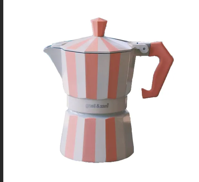 gnali-zani-brasil-cafeti-re-italienne-rose-6-tasses-rayures image 1