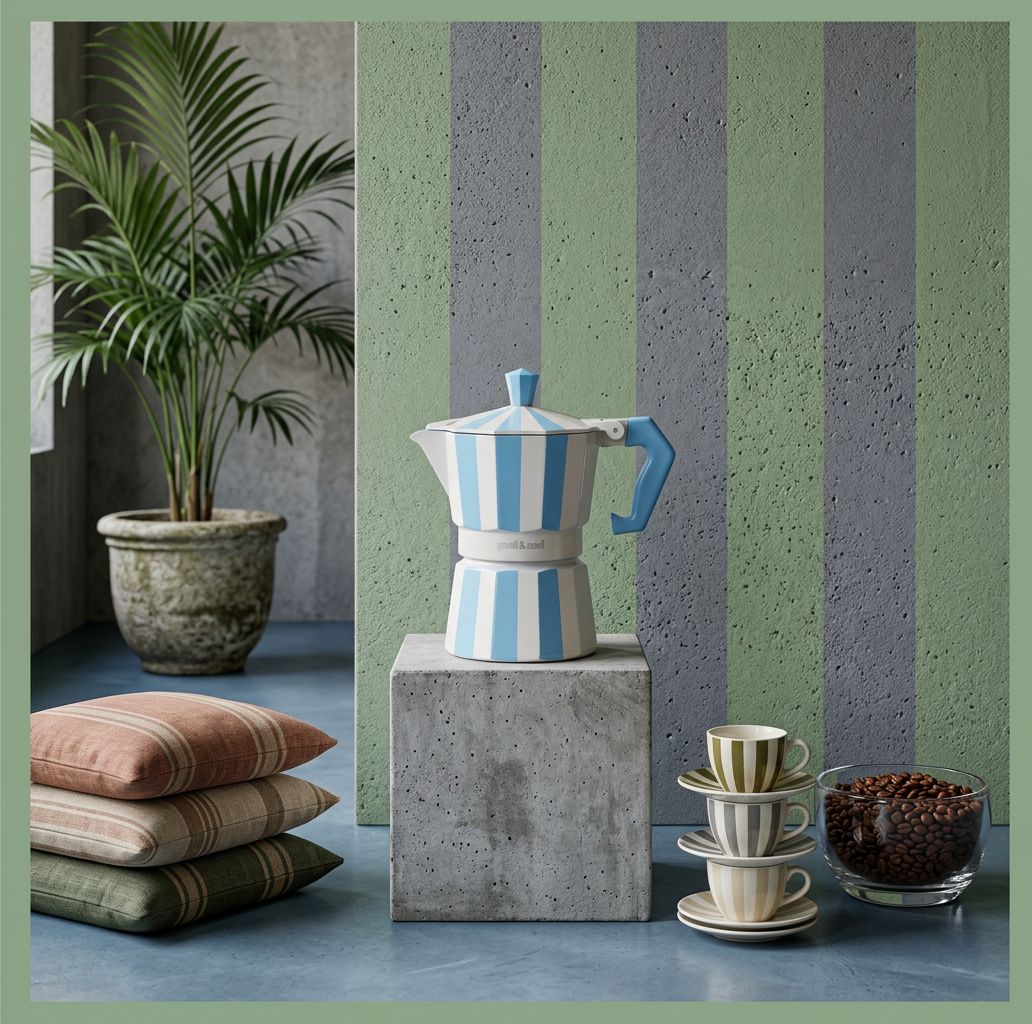 gnali-zani-brasil-cafeti-re-italienne-3-tasses-turquoise-rayures image 2